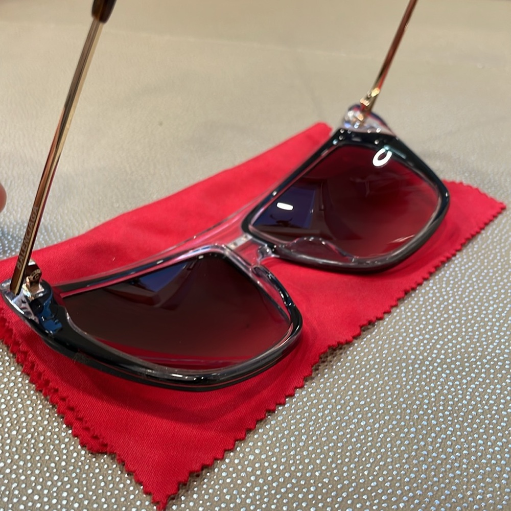 Balenciaga - Square Sunglasses Black Bordeaux with Brown Lenses - - Picture 12 of 16